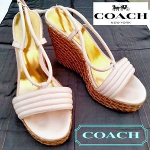 Coach Cream With Gold Braided Wedge Sandals